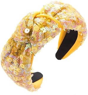 Diadema colorida de primavera con nudo de lentejuelas para adultos, accesorios para el cabello (amarillo)