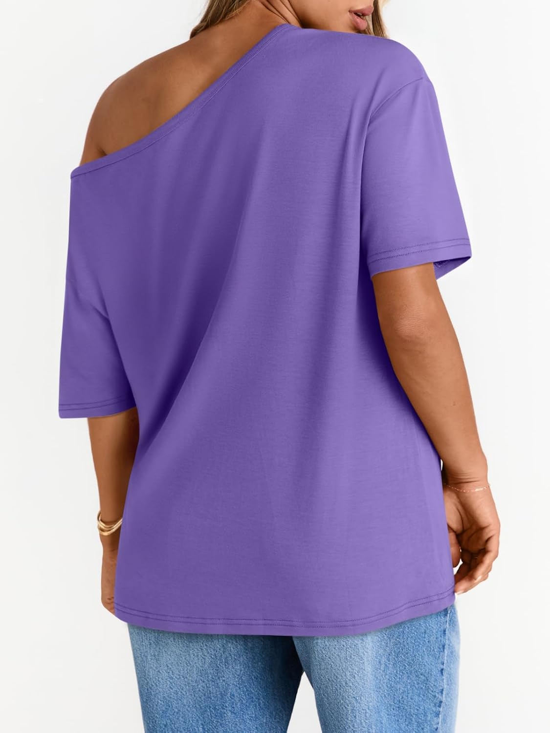 LILLUSORY Off The Shoulder Tops Oversized Tshirts Short Sleeve Basic Tee 2026 Casual Summer Fashion Clothes - Image 5