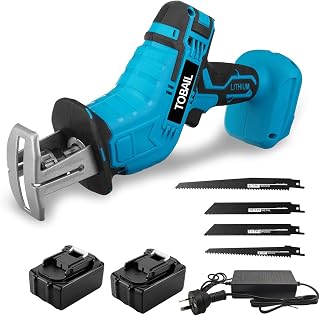 Cordless Electric Reciprocating Saw Rechargeable 2 Lithium-ion battery with 4 Metal Blades,AU Plug Charger, Multi saw Sabre Saw Woodworking Reciprocating Saw Cutting