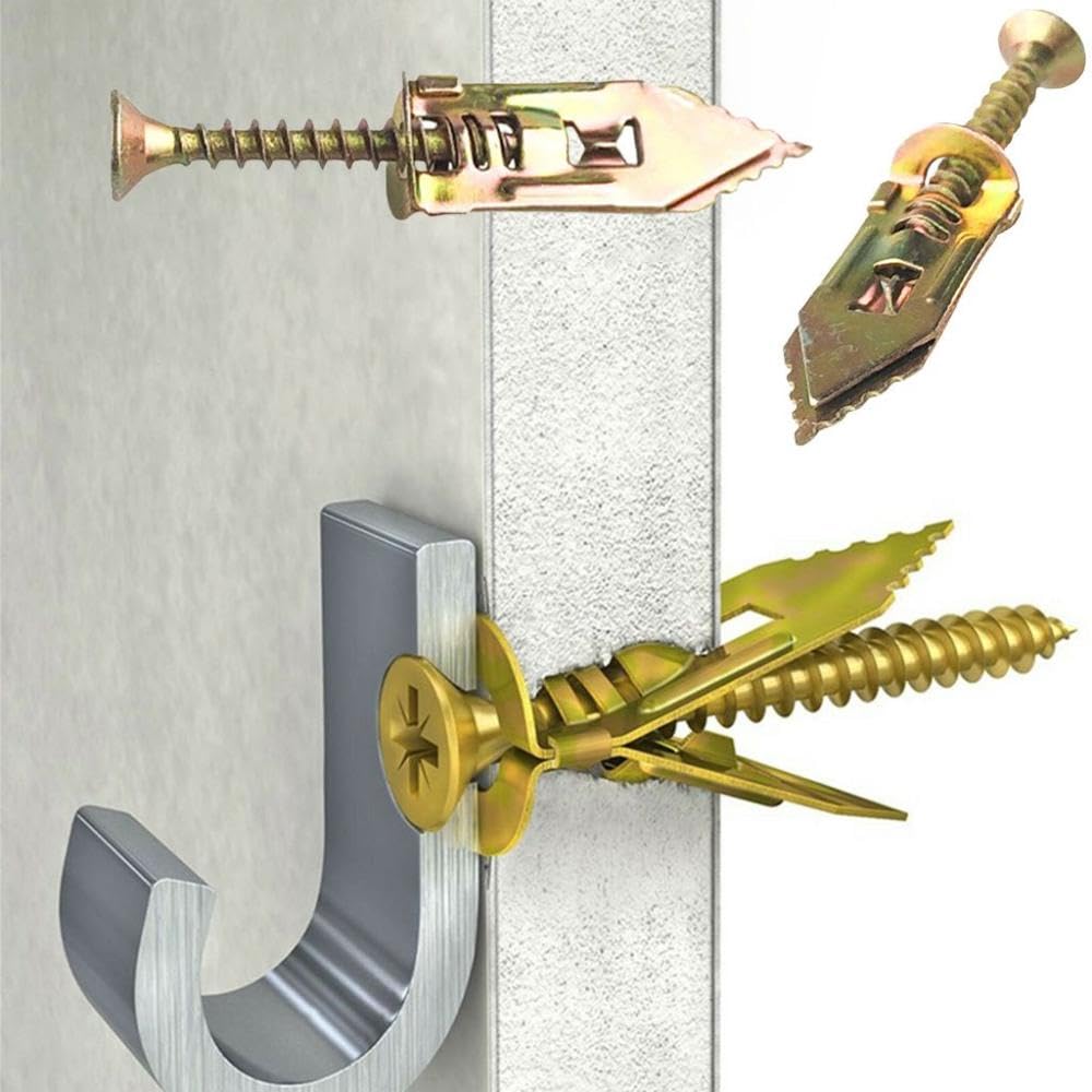 Drilling Fix Screws Kit, Board Fix Kits 12x30mm Portable Wall Fixing Plug Quality for Plasterboard Nail-in Type Home Improvement(12x30mm-100 pcs)