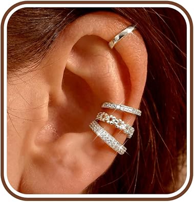 4 Pairs Ear Cuffs Non Piercing - 14K Gold Plated Ear Cuff Earrings for Women Trendy Ear Cuff for Non Pierced Ears Clip On Carrtilage Earring Lightweight Adjustable Fake Earrings Set