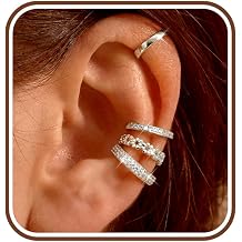 4 Pairs Ear Cuffs Non Piercing - 14K Gold Plated Ear Cuff Earrings for Women Trendy Ear Cuff for Non Pierced Ears Clip On Carrtilage Earring Lightweight Adjustable Fake Earrings Set