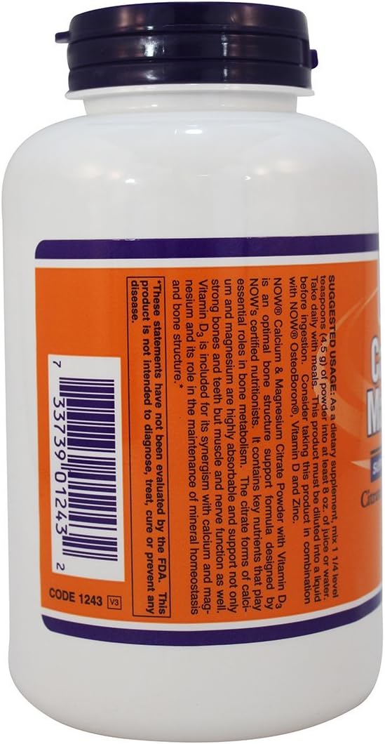 NOW Cal-Mag Citrate, 8-Ounce (Pack of 2)