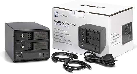 32TB Mobius 2C RAID 2-Bay USB-C Hard Drive Array