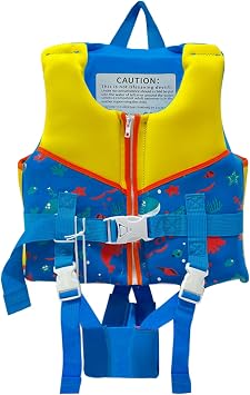 Adjustable Kids Swim Vest for 3-10 Years 24-80lbs, Pool Floats Quick-Dry Learn to Swim Jacket with Safety Locks, Whistle