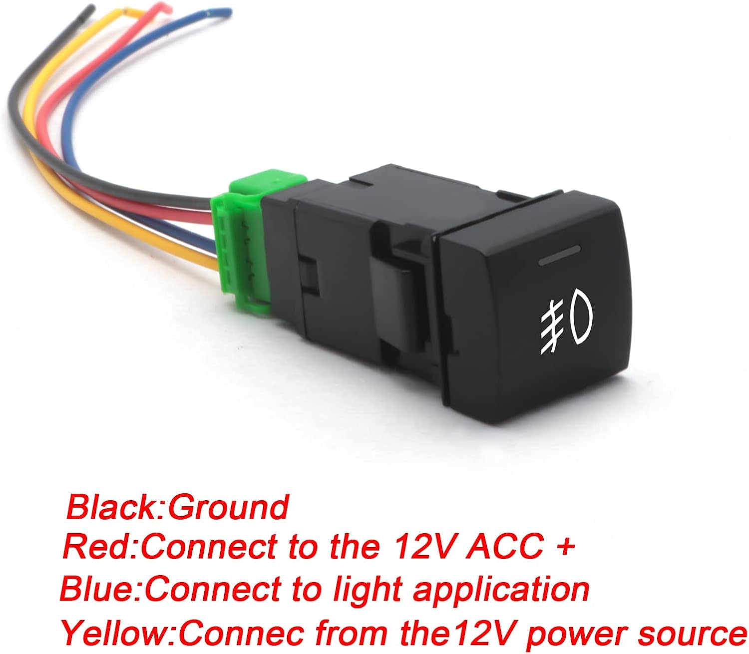 x xotic tech Factory Style 4-Pole 12V Push Button Switch w/LED Background Indicator Lights for Fog Lights, DRL, LED Light Bar, etc Compatible with Toyota Camry Corolla (Size: 22.8 x 22.5 mm)