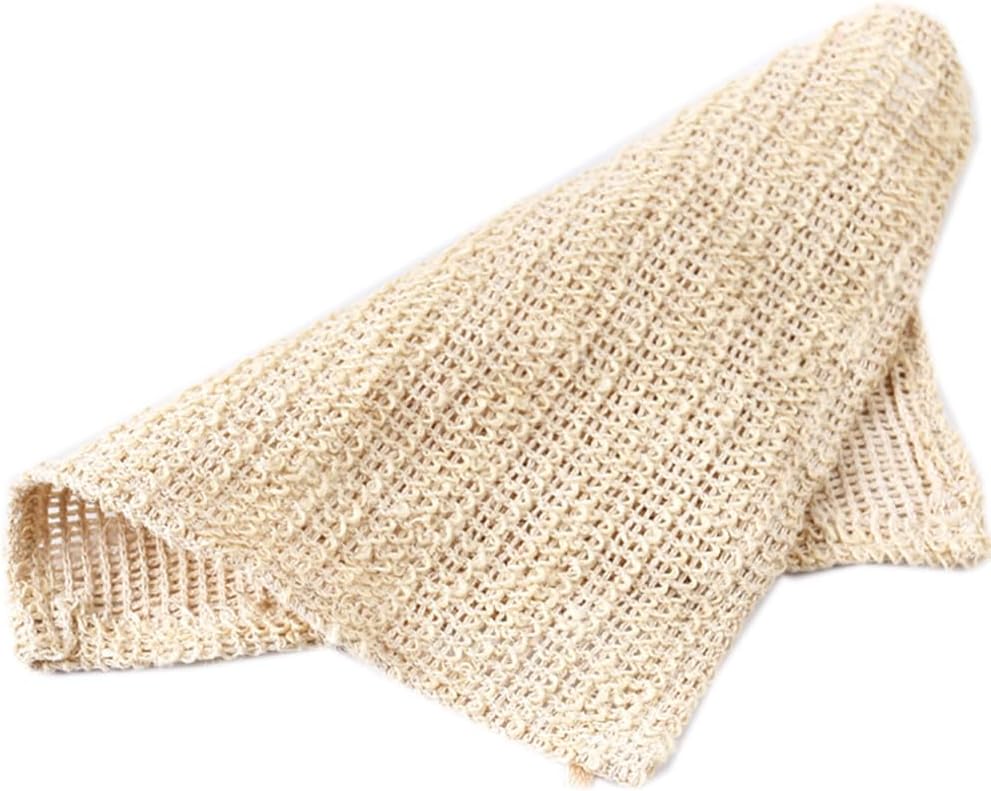 HiKin 2 Pack Cotton Linen Exfoliating Washcloths 10x10 Inch Bath Scrub Towels for Smooth Skin