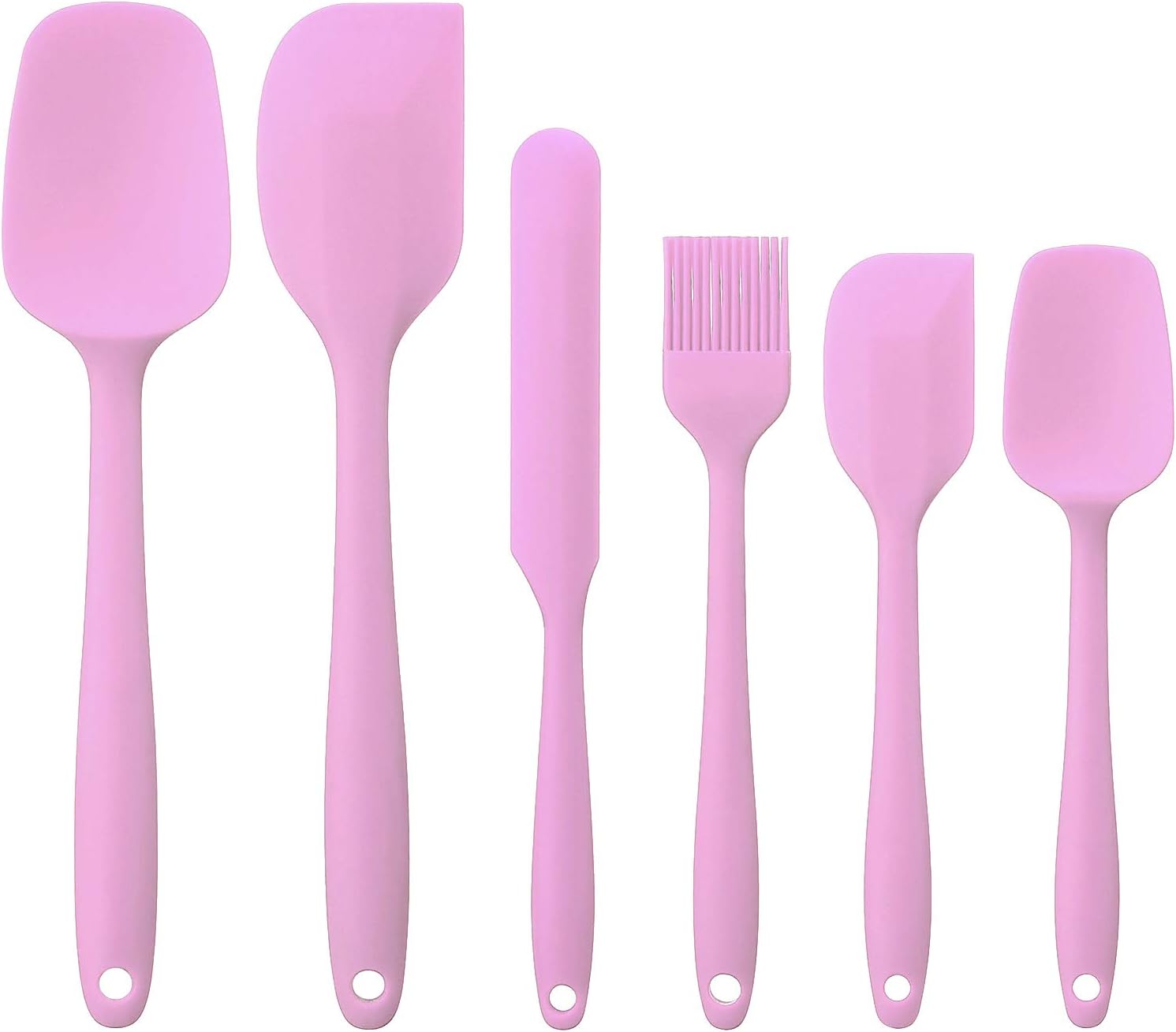 Elisel Silicone Spatula Set 6 piece sets of baking tools Stainless Steel Core scratch free heat resistant silicone scraper shovel for Cooking, Baking and Mixing (Pink 6)