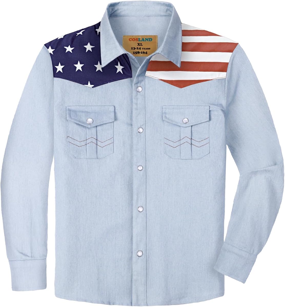 Boy's Toddler Pearl Snap Western Button Down Denim Shirt, 4-14 Years