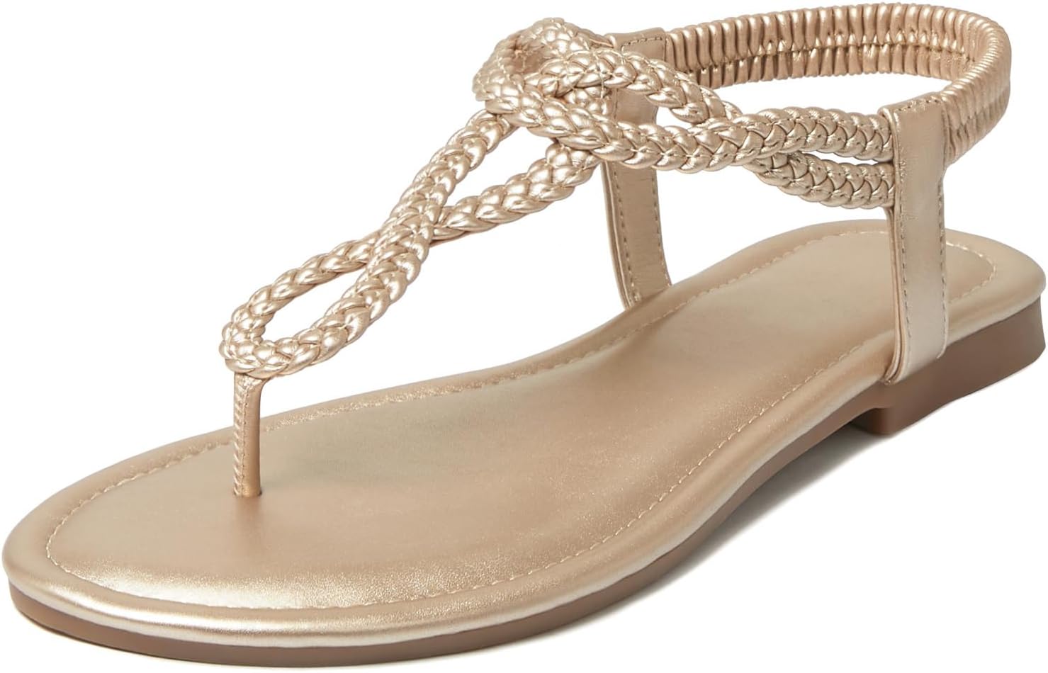 iCKER Women Flat Sandals Braided Thong Summer Elastic Strap Woven Beach Dressy Flip Flops Sandals