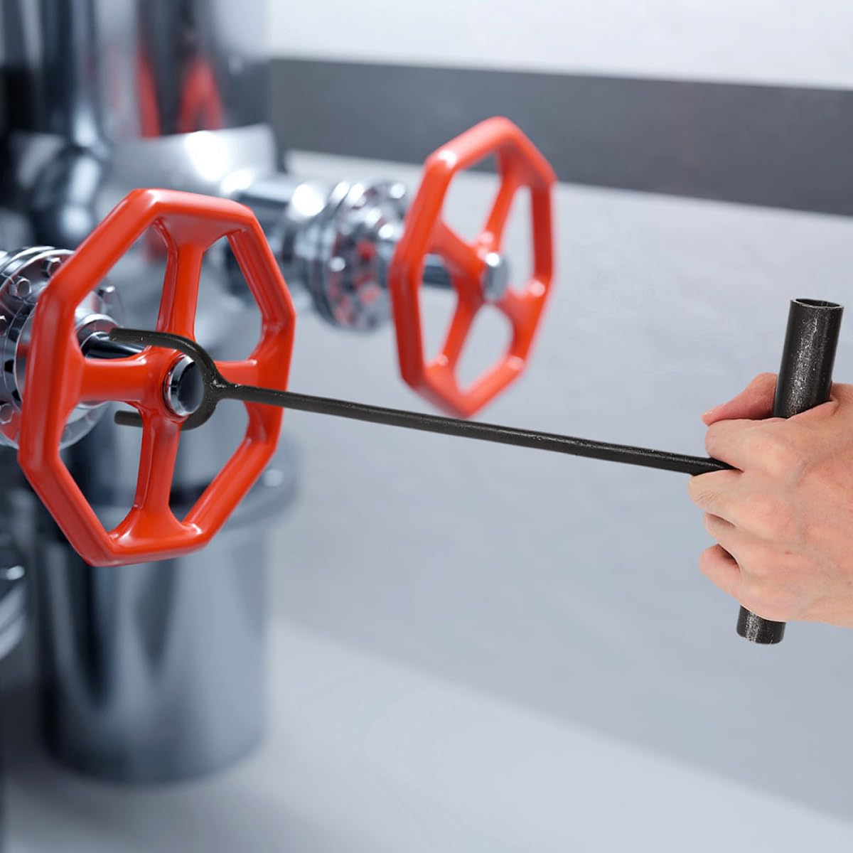 Llave para Válvula de Agua Mango en T y Horquilla en U Larga, Herramienta Multifuncional de Hierro para Sistemas de Calefacción y Fontanería en Emergencias