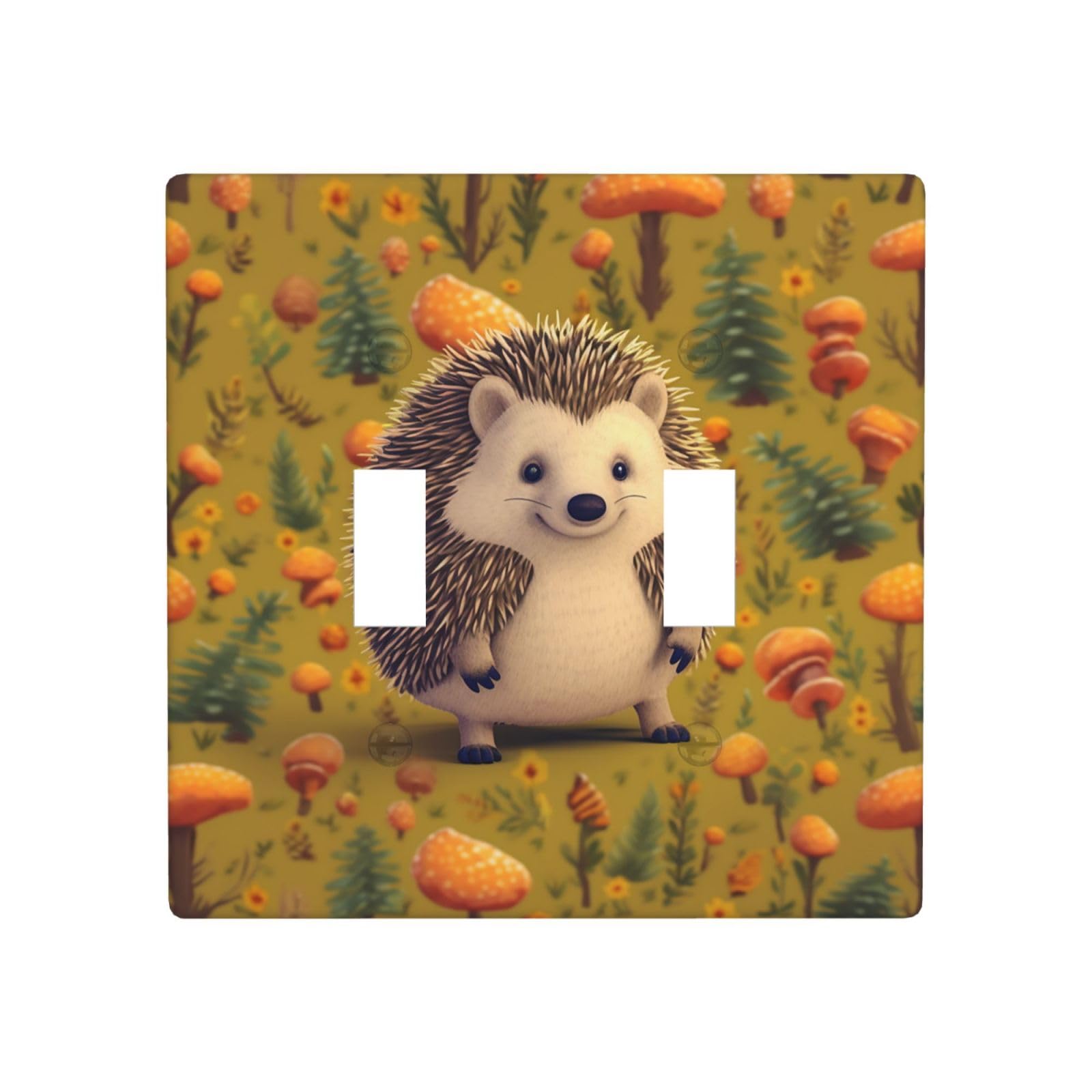 2-Gang Decorator Wall Plate Hedgehog Light Switch Cover Double Toggle Receptacle Wall Plate Standard Size 4.5" x 4.5" Wallplate Unbreakable Polycarbonate Outlet Faceplates Covers
