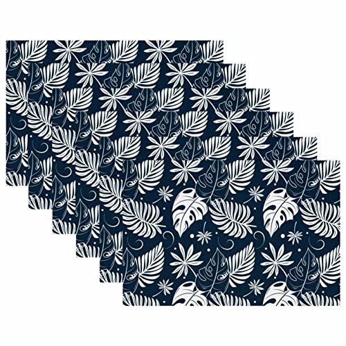 Sets de table anti-tache feuille tropicale protège-table x6