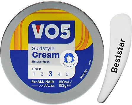 VO5 SurfStyle Natural Hold Hair Cream for a Natural and Messy Hairstyle 150 ml with Beststar cosmetic spatula 150 g Pack of 1