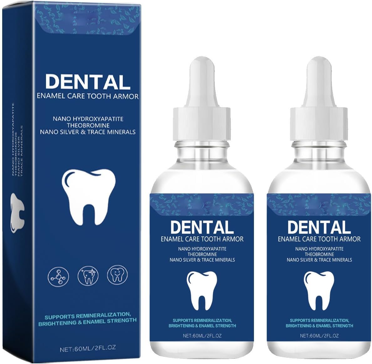 Cavity Healing Tooth Armor Transparent Enamel Strengthening Formula Drops with hydroxylation, Daily Oral Care Solution for Cavity Defense and Gum Health, 2packs-4fl oz