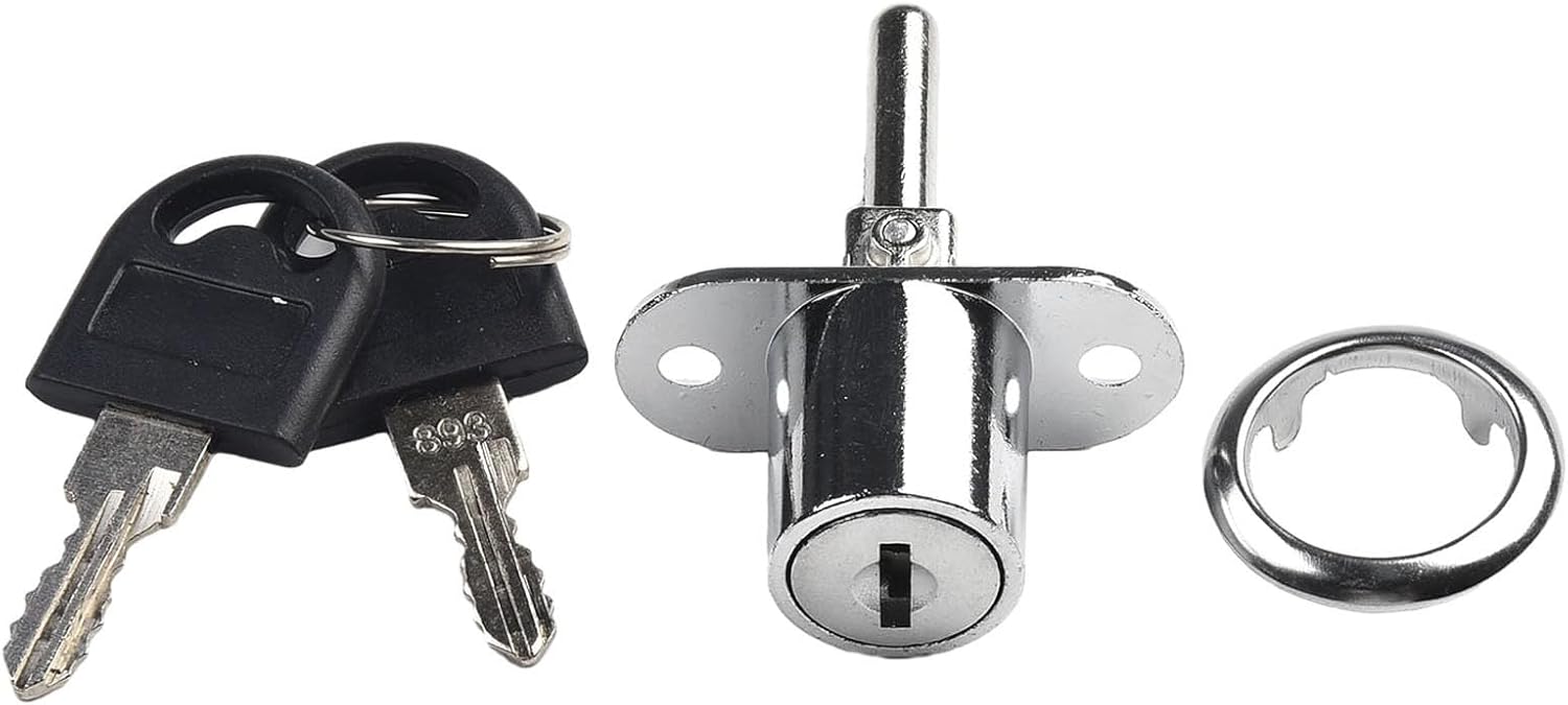 FABULETTA Cabinet Drawer Lock 16mm 19mm Zinc Alloy with 2 Keys for Office Desk Filing Cabinet Furniture Home Improvement Hardware Black Silver(Silver 19mm)