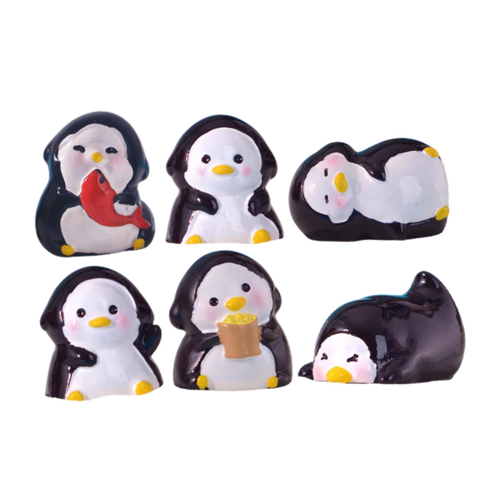 6x6 Piezas Mini Figuras de Pingüinos Adornos de Escritorio Decoración de Maceta Accesorios para Casas de Muñecas de Bonsáis DIY St, 6 Piezas