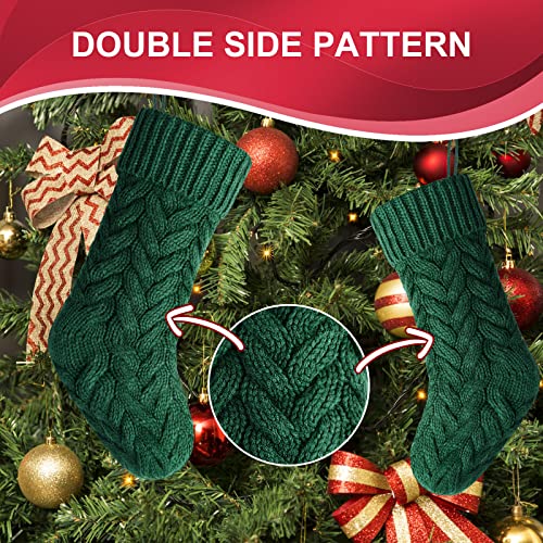 Kunyida Christmas Stockings, 18 Inch Burgundy, Ivory, Green and Khaki Cable Knitted Stocking for Xmas Holiday Decoration, 8 Pack by Kunyida - Used condition - Image 3