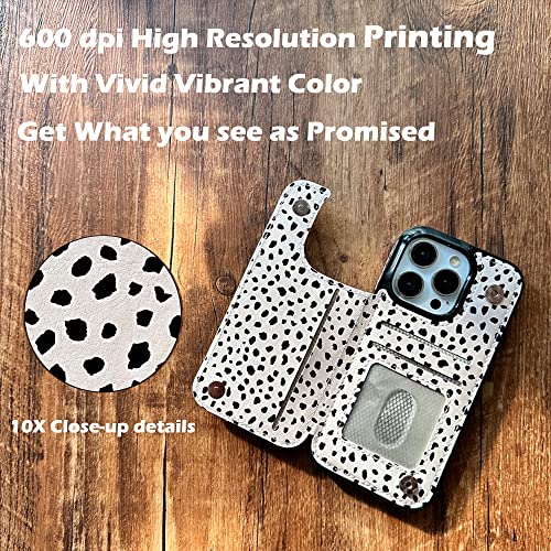 uCOLOR Compatible with iPhone 14 Pro 6.1 Inch Wallet Case with Card Holder Folio Flip PU Leather Kickstand Card Slots Case Double Magnetic Clasp and RFID Blocking Cover (Almond Latte Polka Dot) by uCOLOR - Image 3