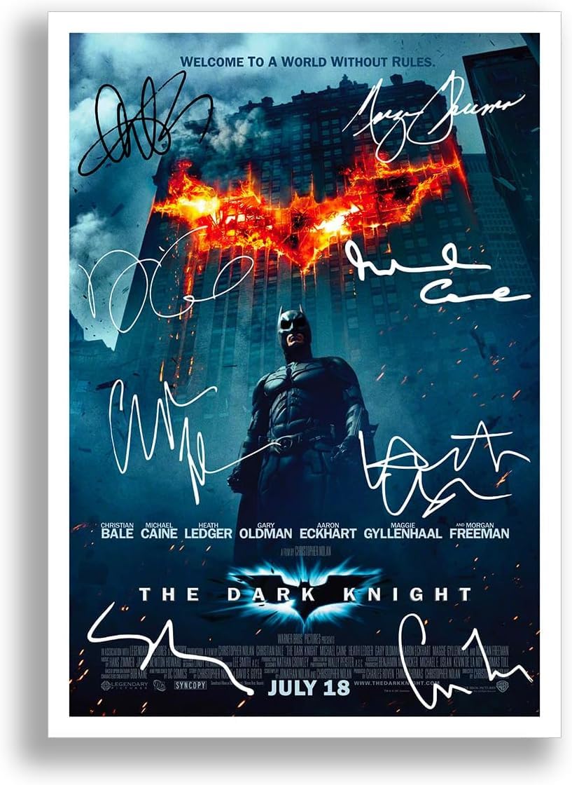 Mounted Gifts Batman The Dark Knight Cast Signed A4 Poster Photo Print Framed Autograph Gift Movie Film (A3 Poster only)