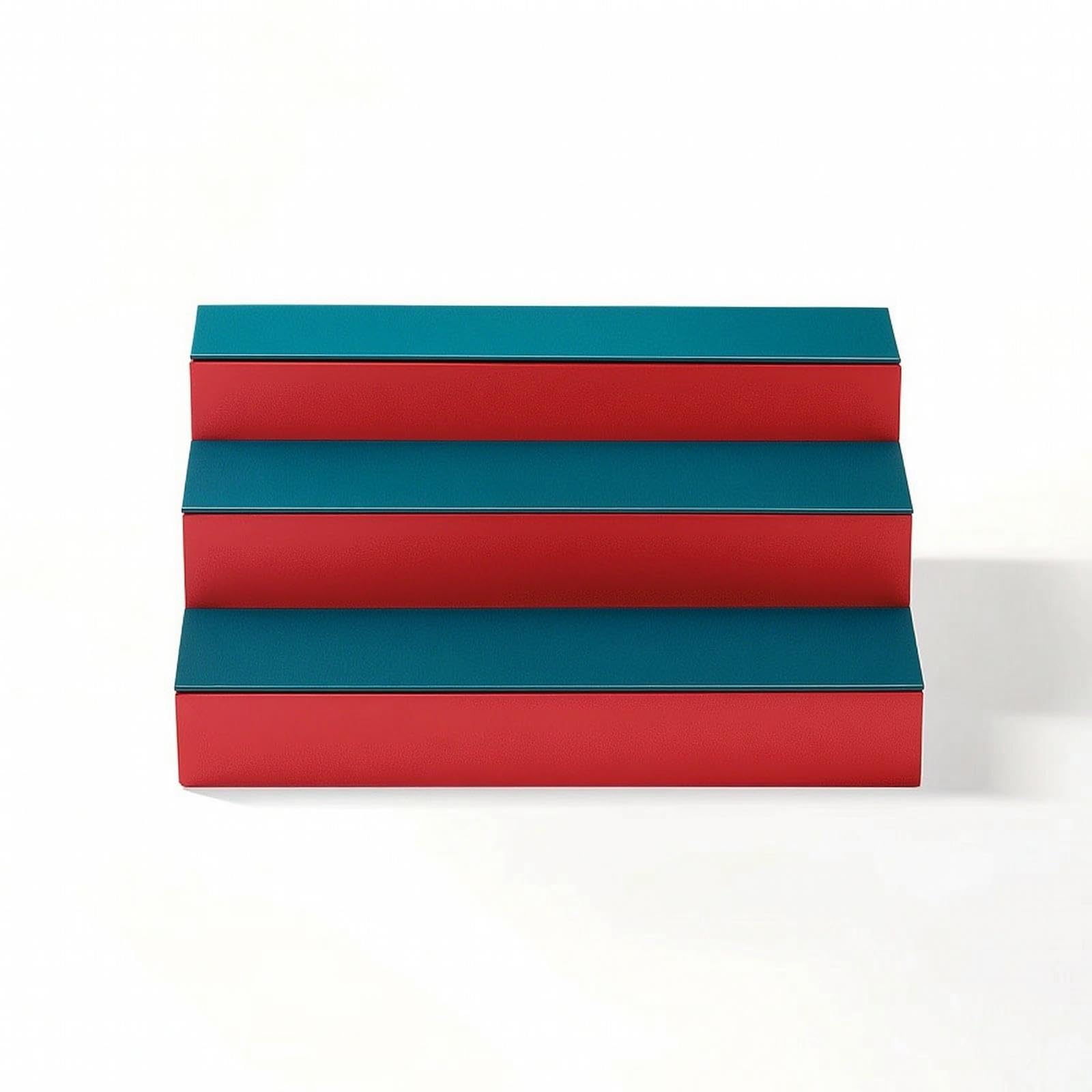 Three-Tier Display Riser Rectangular Stepped Display Stand Space-Saving Riser for Collectors, Livestreamers, Tabletop, Counter, Livestreaming Red-Blue 34x24x10.5cm-image-45