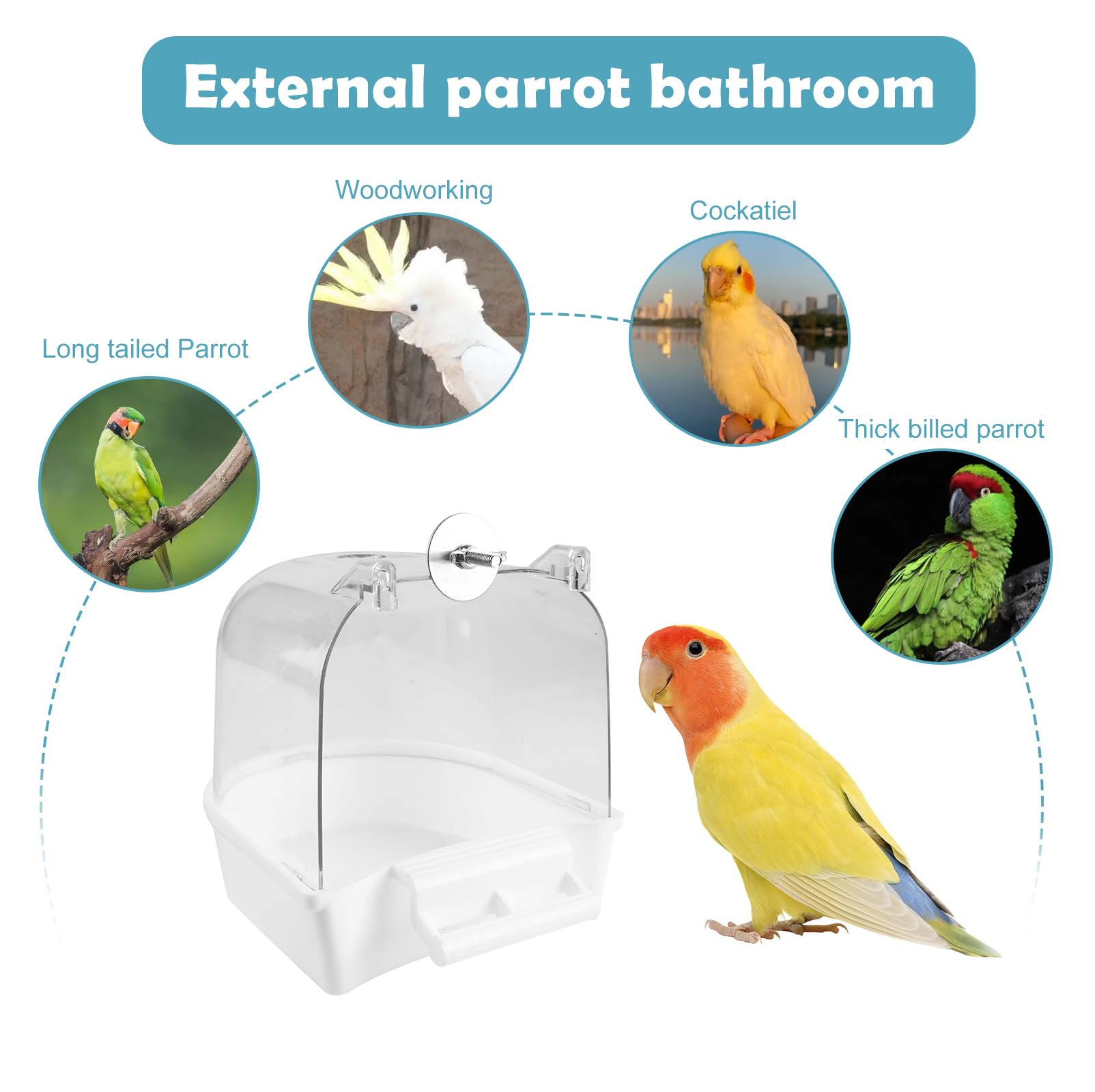 Bain d'oiseau multifonction suspendu : maison de bain pour cage à oiseaux, baignoire pour oiseaux, abreuvoir pour oiseaux, maison bol pour cage, accessoires pour inséparables, perruches,