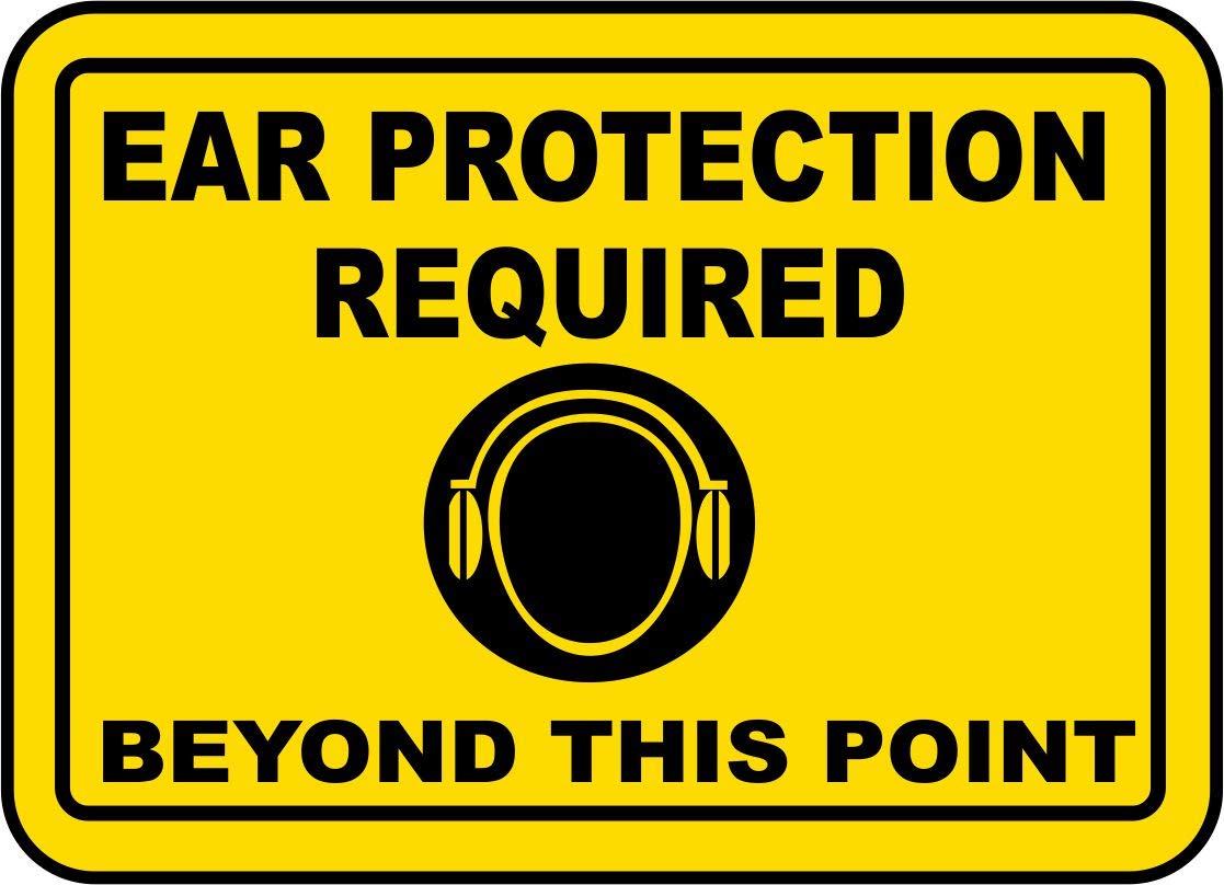 INDIGOS UG - Pegatinas - Seguridad - Advertencia - Ear Protection Required Sign 177mmx127 - Decal for Office - Oficina - Empresa - Escuela