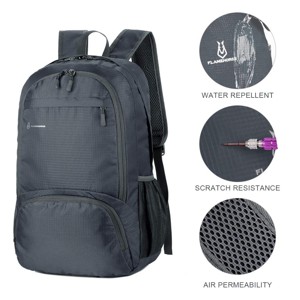 30L Backpack Foldable Waterproof Backpack High Capacity Ultralight Rucksack Sturdy Durable Daypack for Hiking Daypack Packable Camping Travel Outdoor Sport Knapsack for Men Women (grey) - Image 2