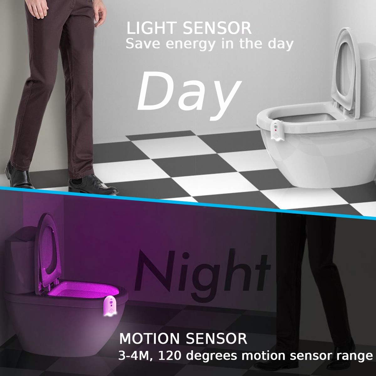 2 Pack Light Up Toilet Night Light Motion Sensor 16 Colors, Rechargeable Led Toilet Bowl Night Light Motion Activated W/ Aromatherapy Tablets, Funny Birthday Gifts Ideas - By Lantoo