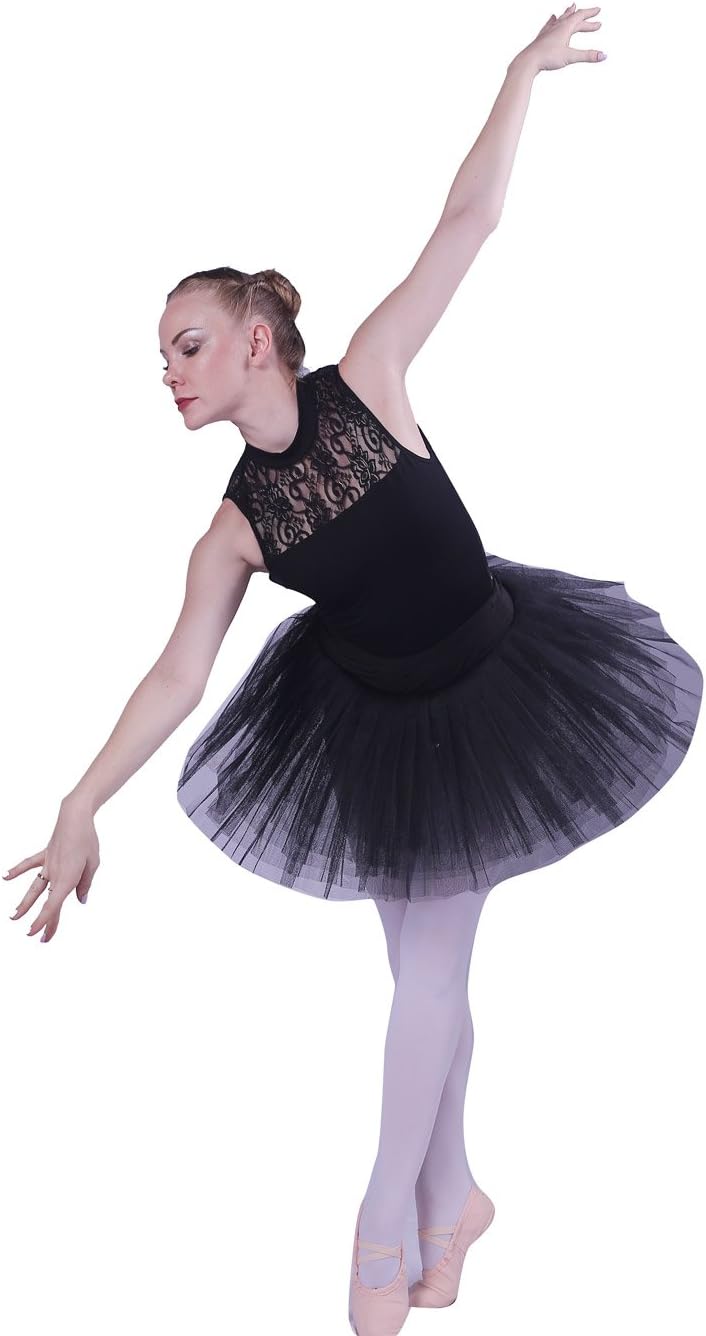 WOOSUN Women Professional Ballet Tutu Skirt 5 Layers Hard Organdy Platter Dance Pancake Tutus Skirts