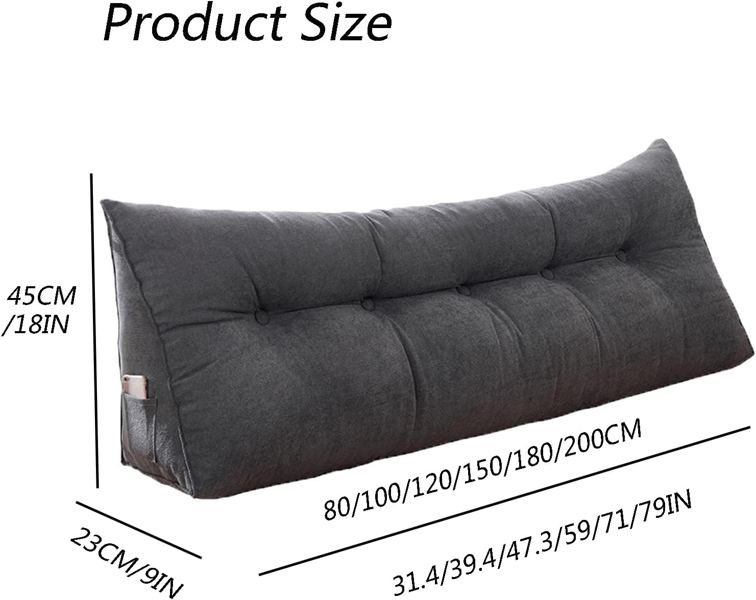 Triangular Headboard Pillow, Reading Pillow Bed Rest Headboard Cushion Headboard Pillow Back Support Cushion for Adults Reading,Watching TV,I,31.4 x9x17.7in