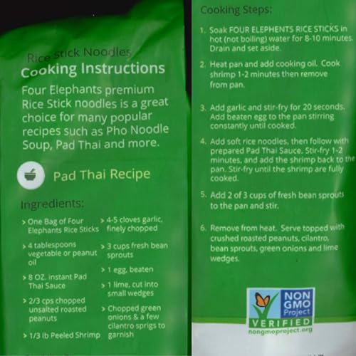Miniatura 2 de Fideos de arroz de 0.394 pulgadas (auténtico), paquete de 3 (3 libras), 1 libra, 16.01 oz por paquete, uso para Pad Thai y Pho, instrucciones de