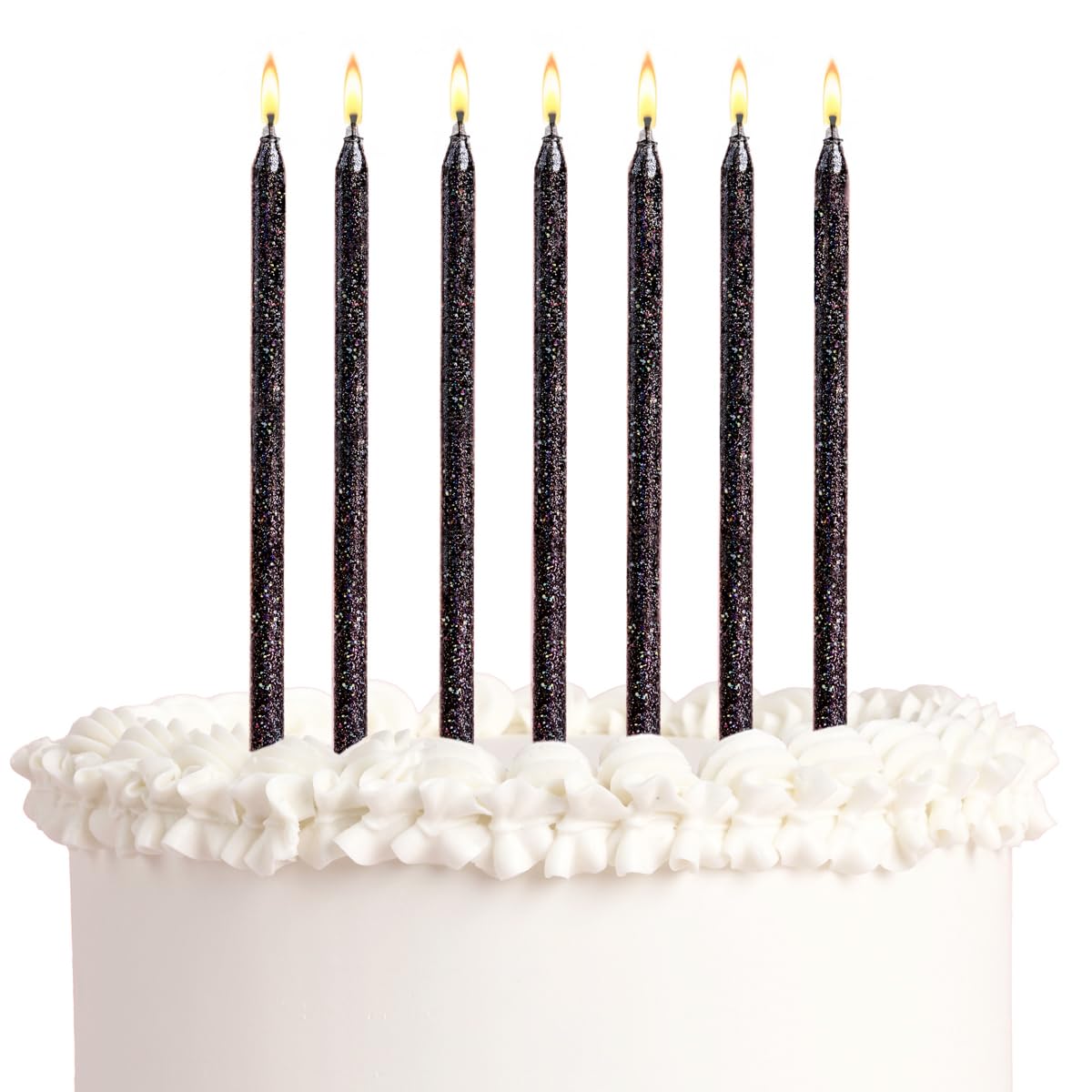 xo, Fetti Black Glitter Cake Candles, Tall Thin - 10 Pcs | Birthday Party Supplies, Bachelorette Cake Decor, Cupcake Topper, Fun Dessert Decorations