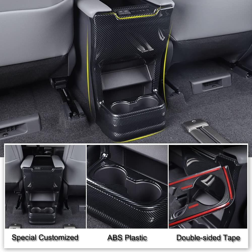 XITER ABS Carbon Fiber Style Rear Air Vent Outlet Panel Cover Anti Kick Cover Protector Rear Water Cup Holder for Toyota Sienna 2021 2022 2023 2024 2025 2026 Interior Trim