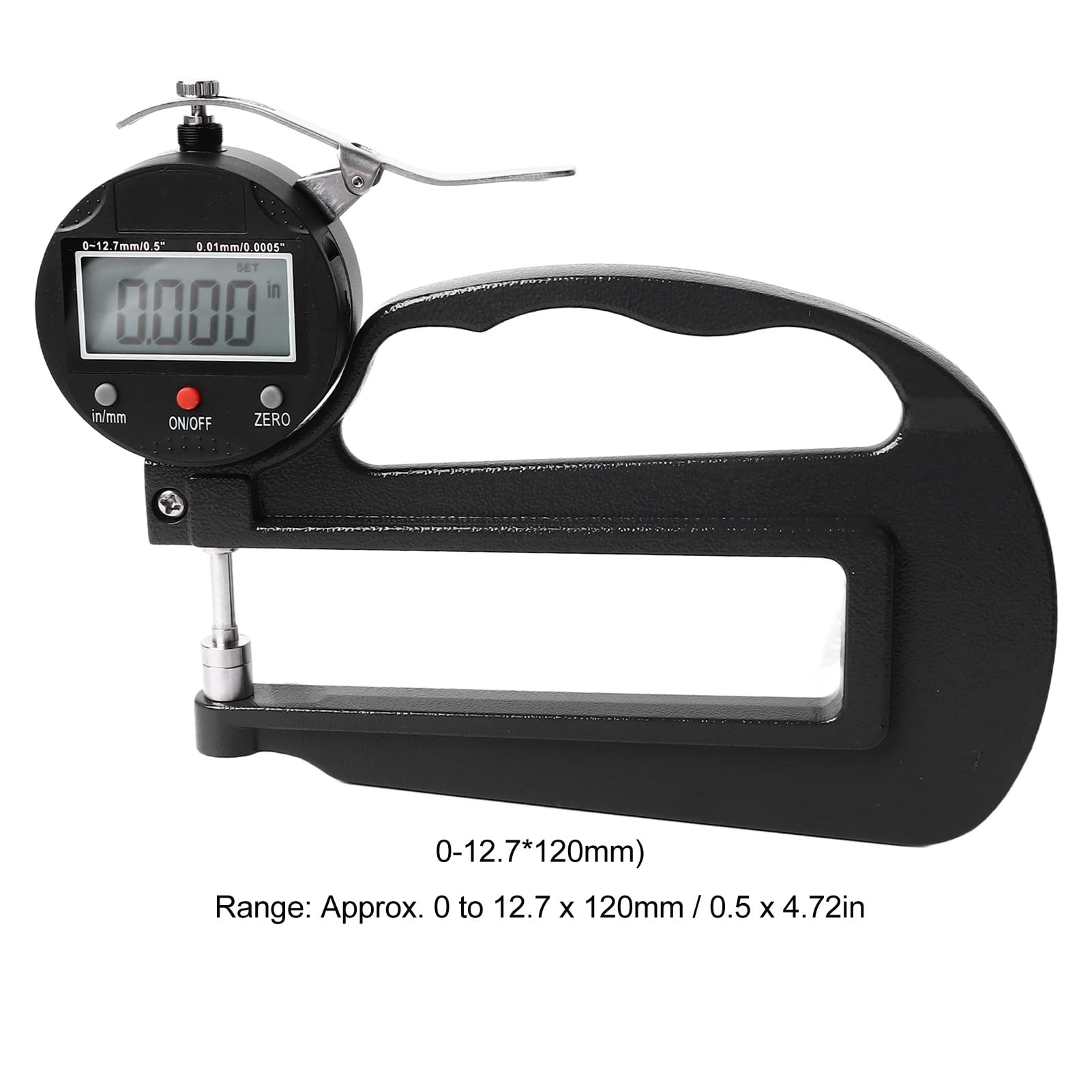 Misuratore di Spessore Digitale, Alta Precisione 0-12,7mm, Azzeramento Automatico, Memoria Dati, Portatile IP54, Lega di Alluminio