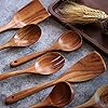 Wooden Non-Stick Kitchen Pan Toolset 7 Pieces Set, Natural Kitchen Utensils Spatula, Wooden Cooking Utensils Spoons, Fried Spatula and Salad Fork #3