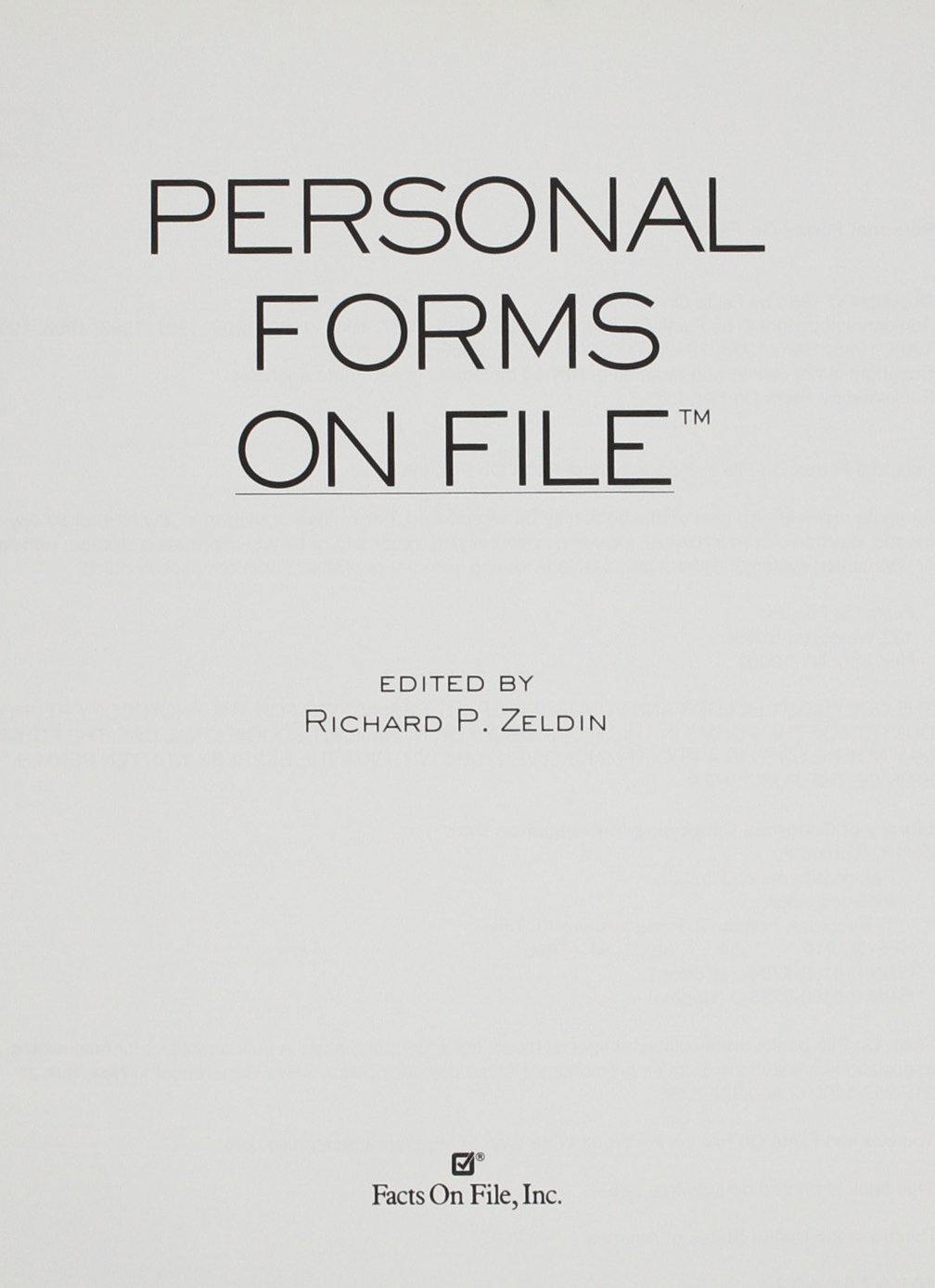 Personal Forms On File 2005 Update (Facts On File Personal Forms) 9780816057856