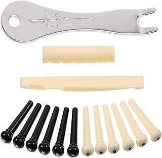 IUPPA 12pcs Guitar Bridge Pins Pegs with 1pc Bridge Pin Puller Remover 1pc Guitar Saddle 1pc Guitar Nut