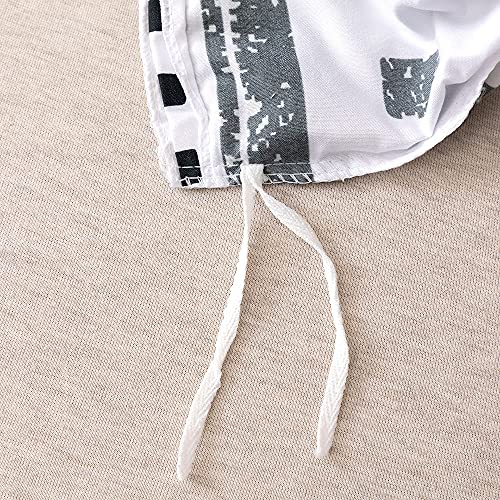 White Boho Duvet Cover Queen,Black Stripes Boho Aztec Bedding Set Bohemian Geometric Arrow Comforter Cover For Teens Adult Men Women,Reversible Soft Microfiber Quilt Cover Room Decor 2 Pillow Cases #TOP5