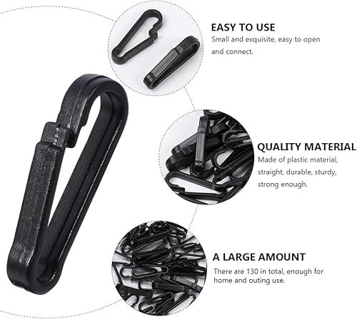 Miniatura 4 de EXCEART 130 ganchos de resorte de plástico, ganchos de clip de plástico para cordón de plástico, cierre de langosta de plástico para cubierta