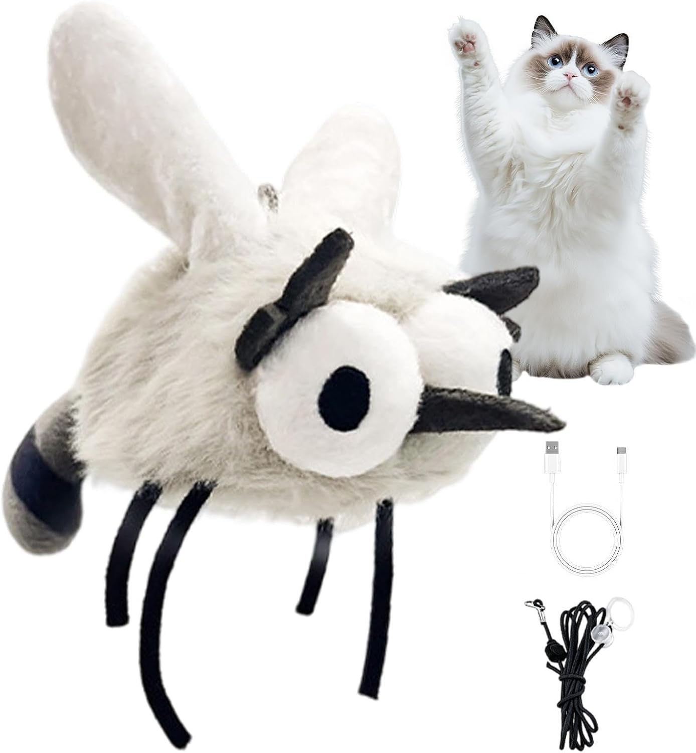 Cat Teaser Toy Smart - USB Rechargeable Realistic Fly Shape Sturdy Pet