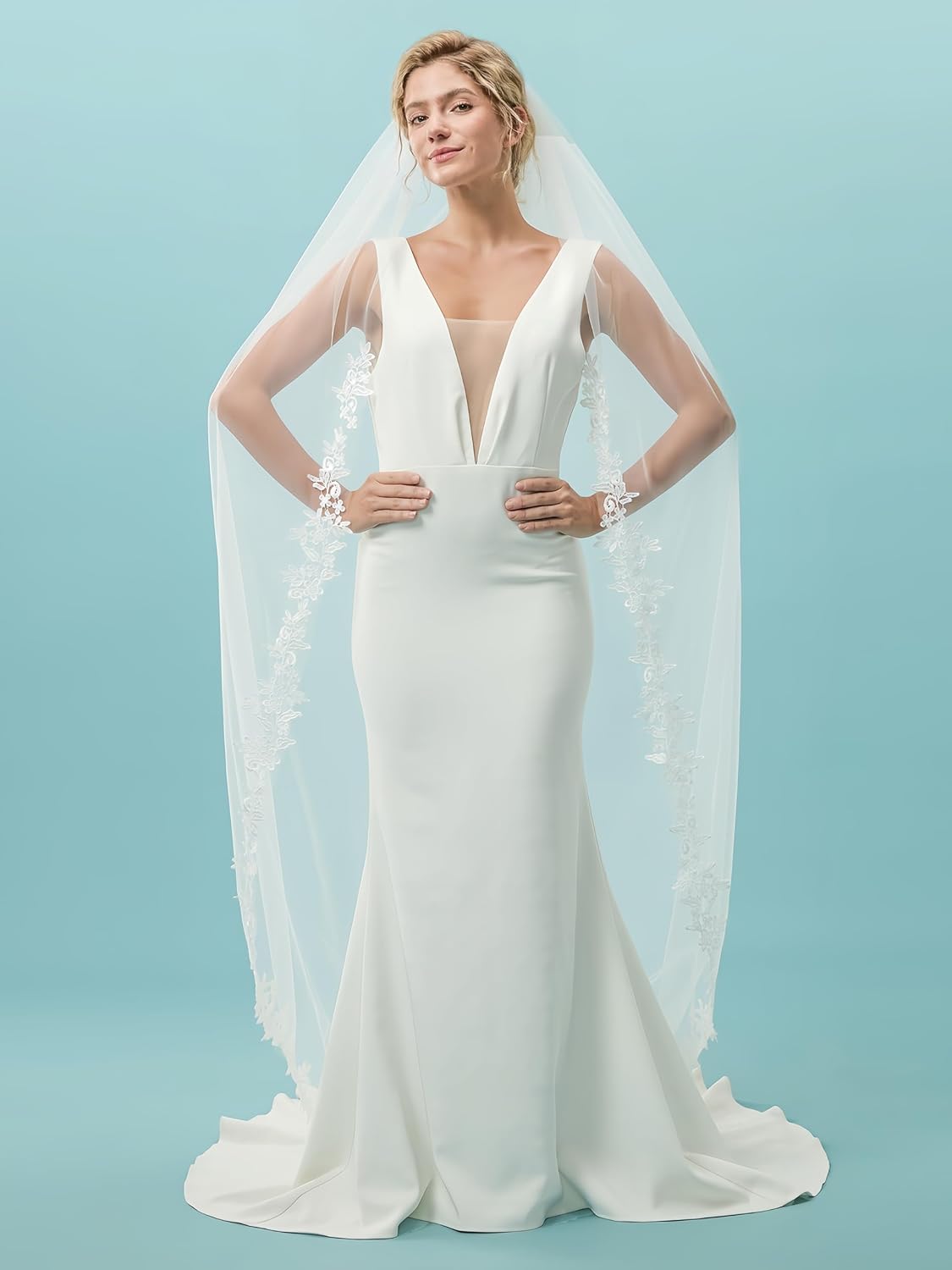 Bridal Veil, 1 Tier Lace Wedding Veil, With Metal Comb Veils for Women Wedding