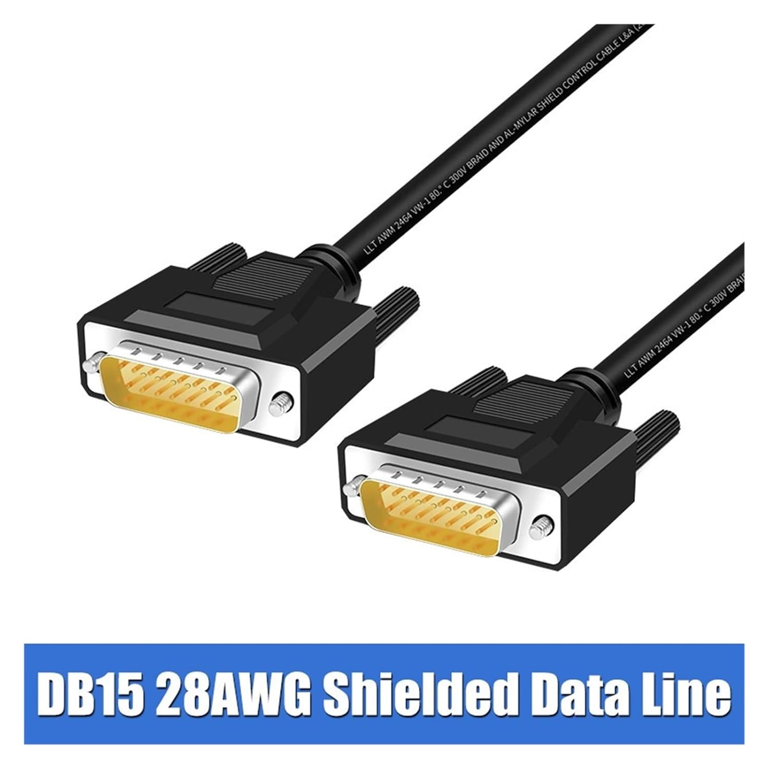 Industrial Grade DB15 Shielded Extension Cable Male to Female 15-Pin Serial Parallel Cord Pure Copper Conductors 28AWG Data Transfer Wire(Male to Male,10 Meters)