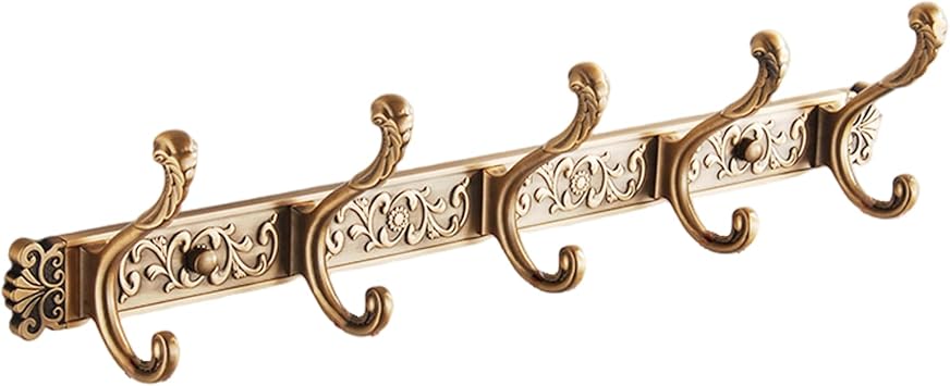 Gcroet Vintage Coat Rack Wall Mount with 5 Hooks, Aluminum Wall Mounted Coat Hooks for Bathroom Bedroom, 20.4x4.7x3.3 Inch