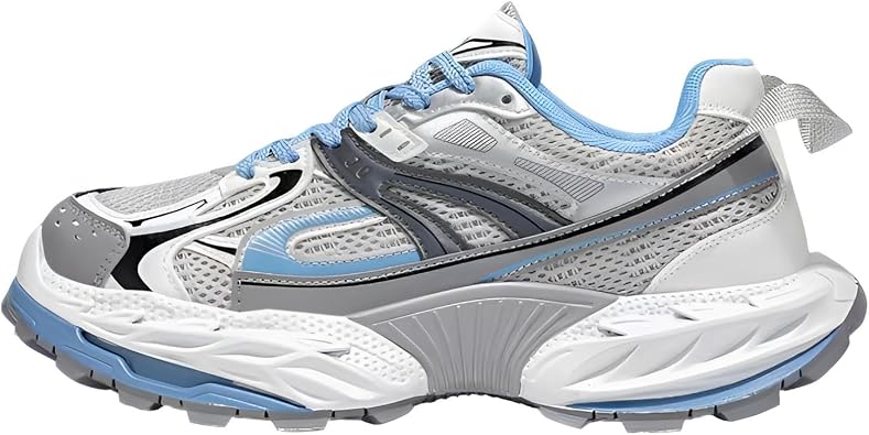 Athletic Running Shoes, Mesh Training Sneakers, Grey and Light Blue