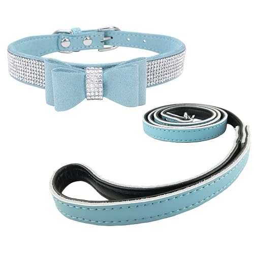 Newtensina Collar de Perro de Moda y Correas con Pajarita Linda Bling Niña Pajarita Collar de Gatito…