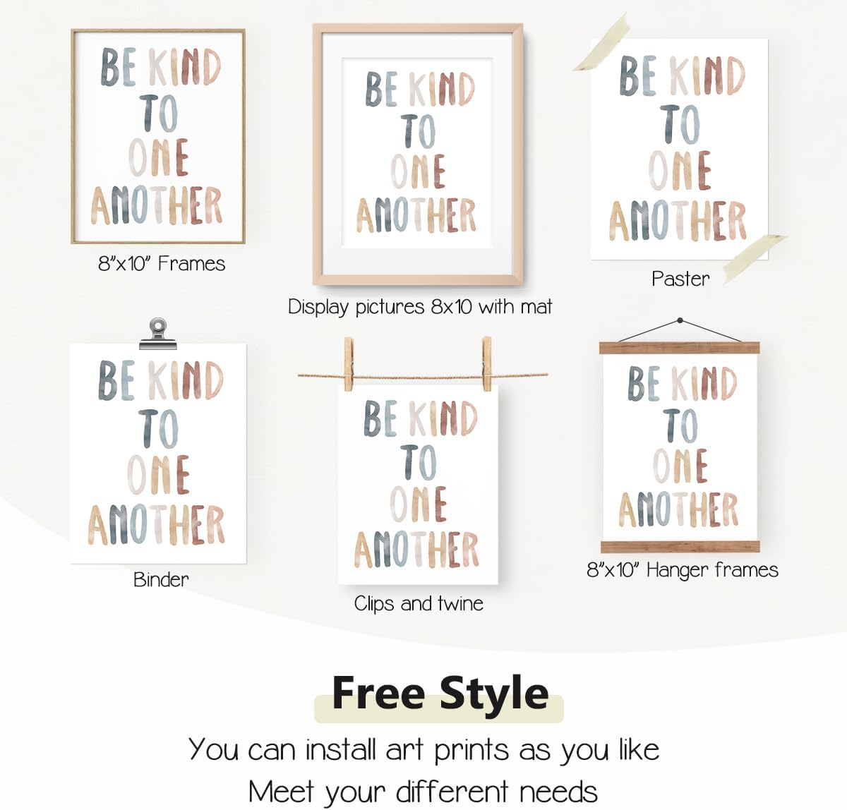 PLKMN Boho Inspirational Wall Art,Be Kind to One Another Print image 3