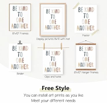 PLKMN Boho Inspirational Wall Art,Be Kind to One Another Print