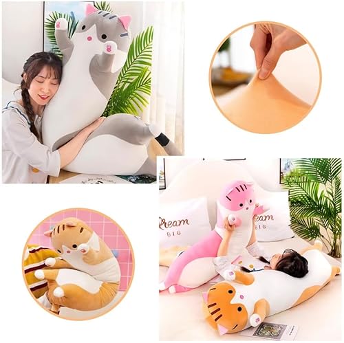 Miniatura 3 de Almohada suave de felpa larga con forma de gato para dormir almohada tipo peluche de gato de algodón para acurrucarse bonito regalo ideal para tu