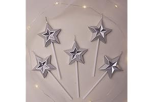 5pcs Silver Birthday Candles for Cake